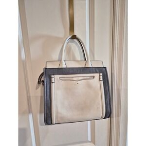 Kate Spade New York White Leather and Denim Satchel Tote Bag